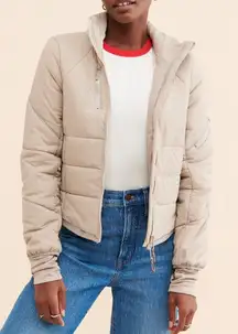 Free People FP Movement Gathering Storm Run Beige Puffer Jacket Size XS