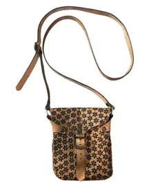 Handmade Leather Boho Hippie Earthy Natural Tan Floral Braided Crossbody Bag