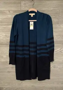 New Womens‎ Michael Kors Basics Knit Wrap Sweater Size M Midnight Blue MSRP $150