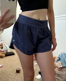 Navy Blue Active Shorts With Built In Bottoms