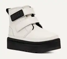 UGG Womens Neumel Platform Leather Boots Sz 6 White Straps Lined