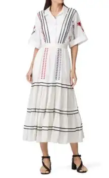 Temperley London
Cherry Blossom Dress Size 6 a-line cuffed sleeve printed stripe