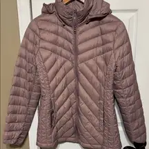London Fog Light Weight Packable Down Women's Puffer Jacket - Dusty Rose Bag