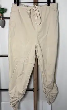 Free People Beige Ruched Hem Cargo Jogger Pants Size X Small