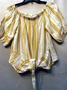 Sun n Moon‎ Off The Shoulder Yellow and White Striped Top Size Small