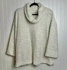 John Mark Ivory Cowl Neck Fuzzy Sweater 3/4 Sleeve