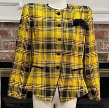 Leslie Fay Clueless Cher movie Halloween petite vintage 1980s yellow plaid blazer / 10P