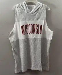 Under Armour Women Hooded Sleeveless Tank Top Loose Wisconsin Gray Pullover XL.