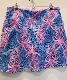 Lilly Pulitzer Monica Blue Pink Pineapple Skort 14 Vacation Beach Golf