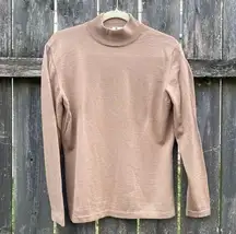 Saks Fifth Avenue Vintage Camel Tan Merino Wool Turtleneck Sweater | L