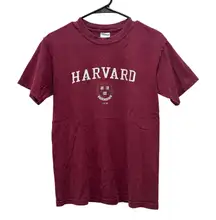 Harvard University Gildan Burgundy T-Shirt College Student Small 100% Cotton