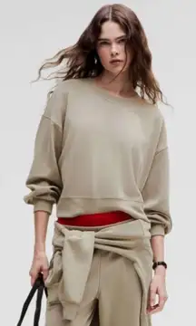 Lululemon Women’s 12 Crewneck Sweatshirt Natural‎ Beige Oversized Cotton Crop