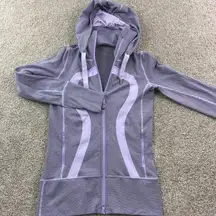 Lululemon Define Jacket Gray Purple Striped Thumbhole Hoodie Gorpcore Womens 6