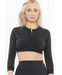 Cropped Crewneck Cardigan WeWoreWhat Black Extra Large NWT $78