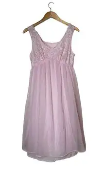 Vintage Vanity Fair Pink Silky Nylon Dress Coquette Balletcore Small