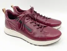 ECCO Shoes 836143 ST1 Sneaker Leather Lace Up Zipper Burgundy SZ 42 (11-11.5)