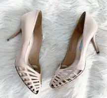 Prada  Nude Beige Leather Caged Pumps