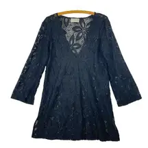 J VALDI crochet v-neck swim cover-up dress top size‎ S