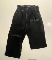Abercrombie & Fitch A&F‎ Mom Jeans Womens 26/2 Faded Black Distressed Jeans