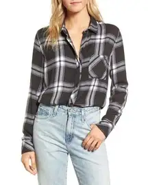 Rails  Womens Hunter Plaid Flannel Shirt in Coal Grey White Sz XL | Fall Casual