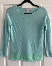 Lilly Pulitzer‎ Women's Blue Cashmere Fairfax Fringe Pullover Sweater Resort