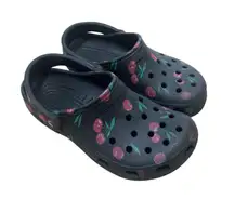 Crocs Black Cherry Print Clogs Sz 6