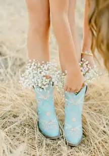 Blue floral cowboy boots