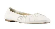 Marc Fisher Ophia Ruched White Leather Ballet Flat