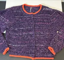 Free People Walk on By Cardigan Sweater purple button up Women’s Size Medium