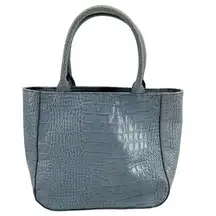 EXPRESS VTG  Croc Embossed Purse Y2K 90s Leather Bag Square Clutch Tote Blue