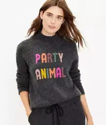 Lou & grey  Women's Gray Mock Neck Party Animal Sweater Size Small