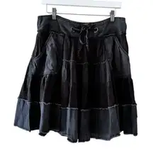 Free People Bohemian Festival Tiered Drawstring Pleated Color Block Skirt SZ L