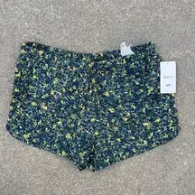 RVCA  Grounded Elastic Waist Shorts green Yellow Tie Dye Floral Multicolor NWT