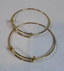 Adjustable Bangle Bracelets Gold Tone Set of 2 Stackable Minimalist Jewelry