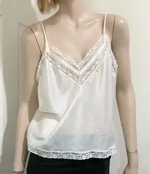 Christian Dior Vintage  White Satin Cami Lace Tank