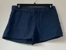 Krisa Navy Blue Draw String 100% Linen Shorts Sustainable