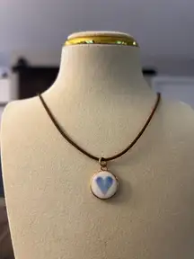 🩵 Hand-Painted charm Necklace | 18K Gold Plated Stainless Steel | Blue heart 🩵 Charm