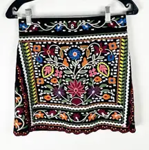 LULUS Black Don’t Stop The Party Embroidered Hidden Mini Skirt, Size Small