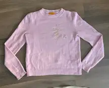 Le Lion pink zodiac sign Aquarius sweater with gold embroidery and sequins