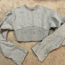 Urban Outfitters Heather Gray Cropped, Ribbed Sweatshirt