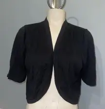 Isaac Mizrahi  black bolero shrug cropped cardigan sweater short sleeve large