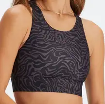Fabletics No-Bounce High-Impact Sports Bra. Pewter Marbled Zebra Print. Size S