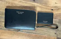 Kate spade  wristlet large wallet and matching card holder set of two! holiday