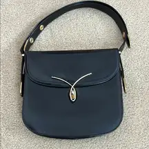 Vintage Dofan France Black Leather Shoulder Bag