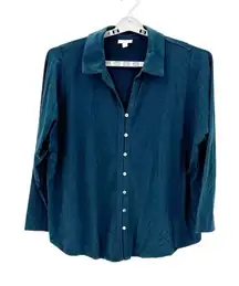 J. Jill teal button-up shirt T-shirt cotton tencel modal blend casual loose fit