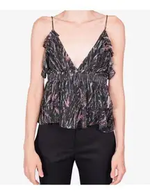 IRO Womens Multicolor Metallic Villars Ruffled Peplum Top Size 34