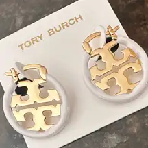 New Auth Tory Burch Ivory Miller Gold Hoop W/ Dust Bag