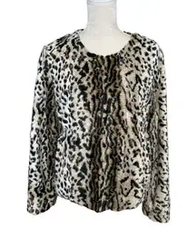 Express Women’s Faux Fur Cheetah Print Coat Jacket Size L Luxurious Animal Print