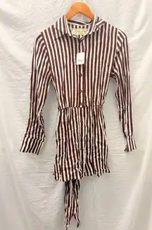 Free People X Jen’s Pirate Booty NEW Amaya Shirt Dress XS Summer Nautical Stripe