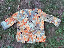 Alfred Dunner‎ Petite Floral Print Metallic Accent Top 10P Crochet Trim